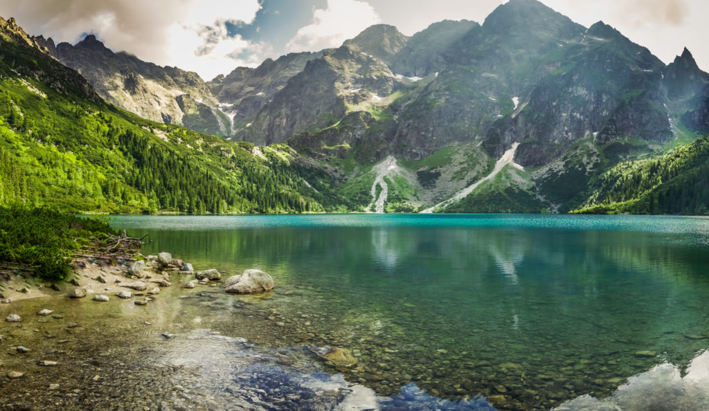 clear water in mountain lake