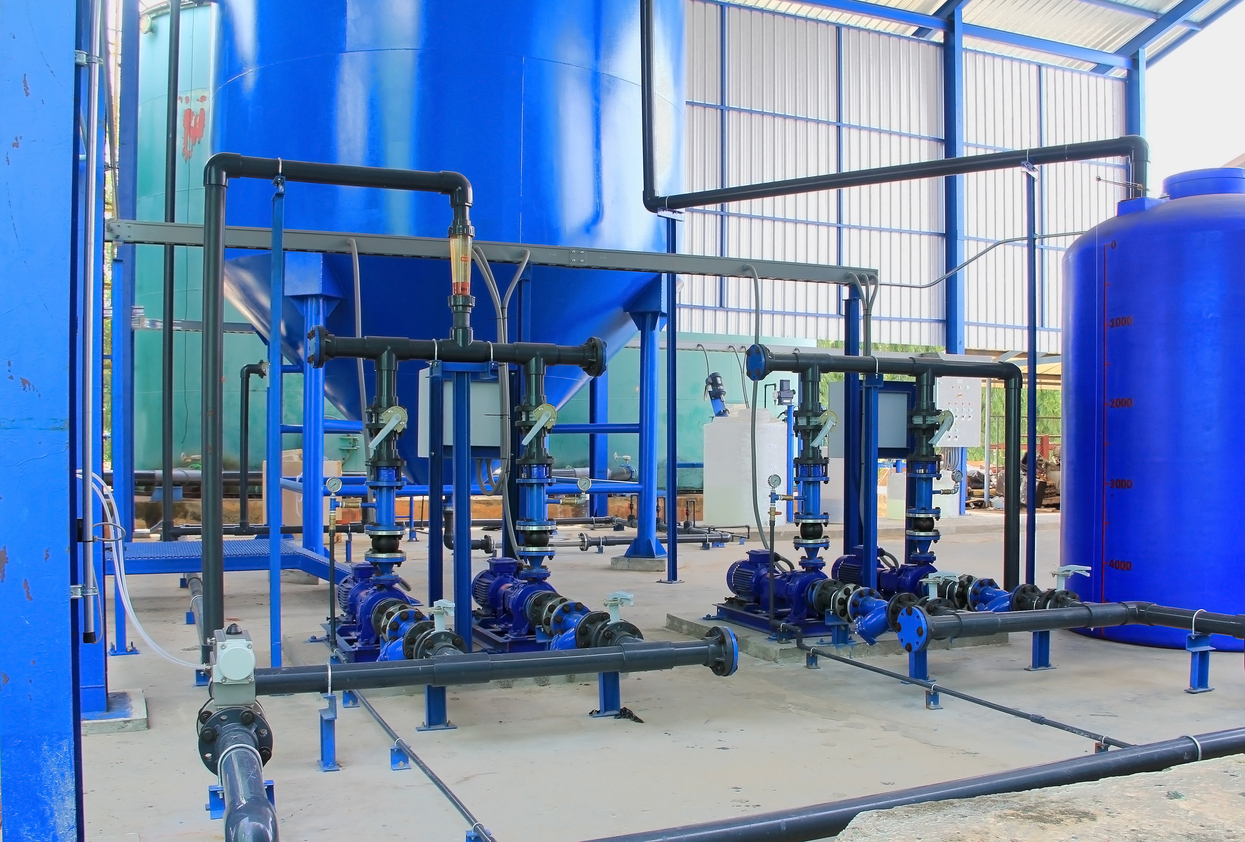 blue tank in industrial treatment system