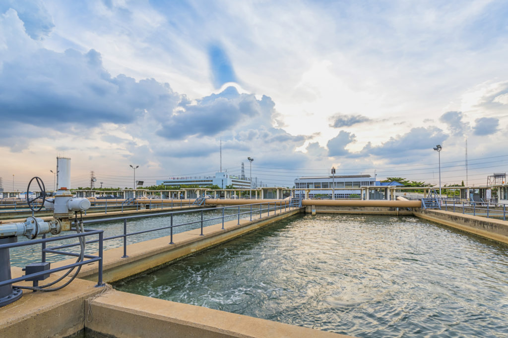 filtration tank at water treatment plant