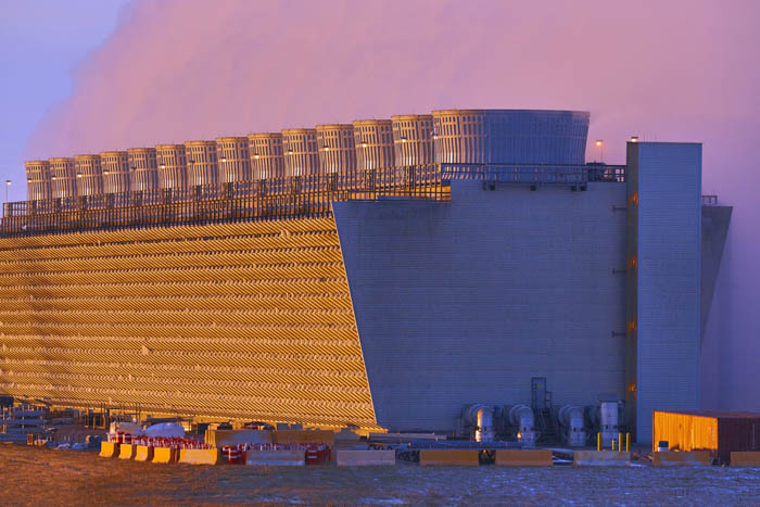 row of cooling towers