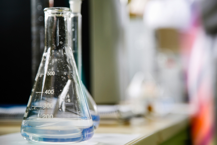 lab flask on table